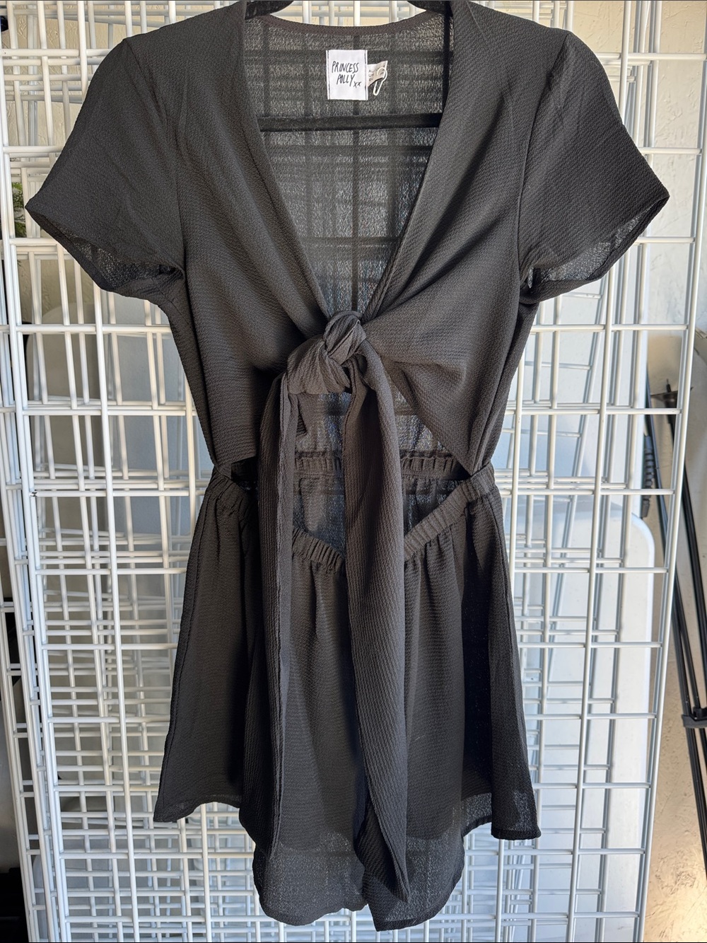 Princess Polly Black Tie-Front Mini Dress